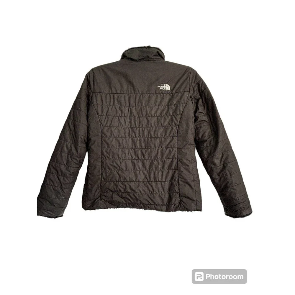 The North Face Reversible Puffer Plush Fleece Jacket Girls Size L 14/16 Black